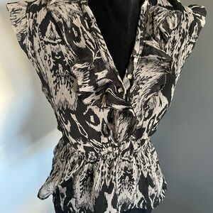 Anchor Blue Black and White Blouse with Elegant Design